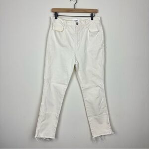 Frame Le Sylvie Slender Straight White Raw Hem High Waist Jean, 31